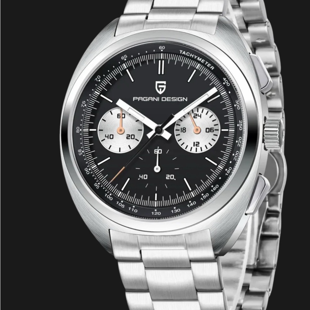 Pagani Design Silver and Black chronograph mens Watch